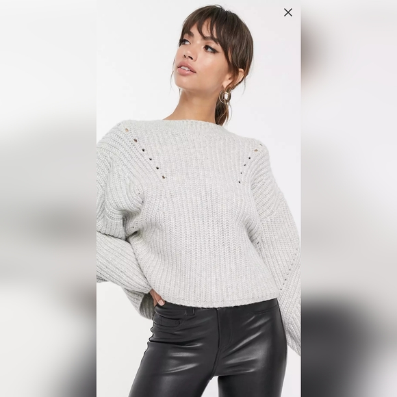 Asos Design Premium Chunky Rib Jumper With Tie Back Sweater - Picture 2 of 7